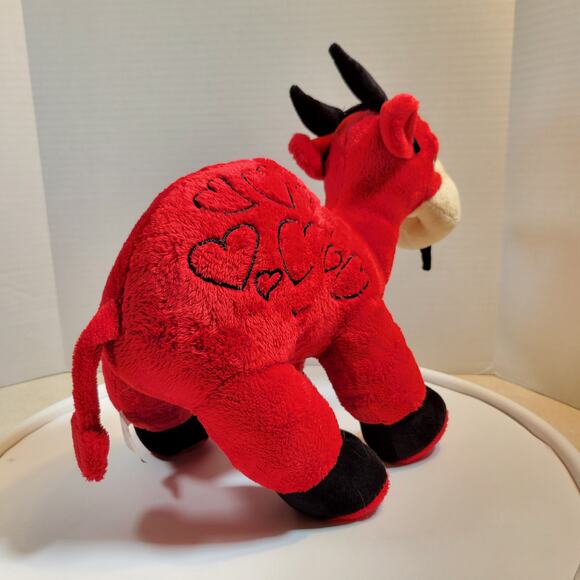 Goat Plushy Plush Red Devil Hearts 12" Stuffed Animal Valentine Russ Berrie - Picture 6 of 13